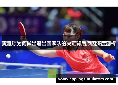 黄雅琼为何做出退出国家队的决定背后原因深度剖析